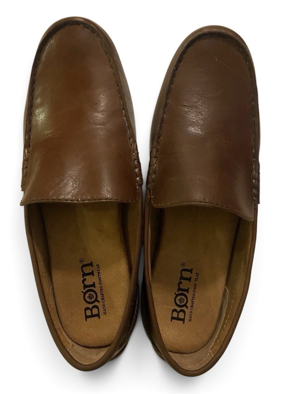 Born Men’s Allan, Brown Leather Slip On Dress Shoes, Size 9 M Loafers